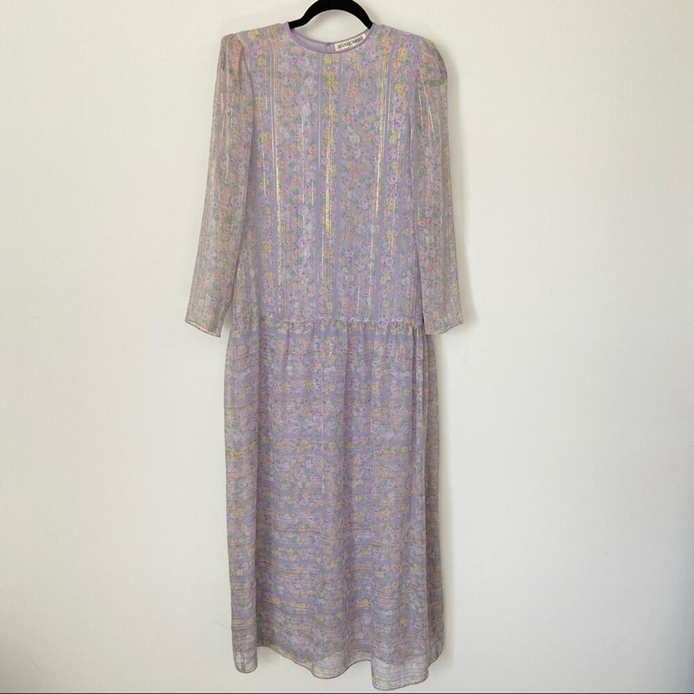 Vintage Hanae Mori Drop Waist Maxi Dress